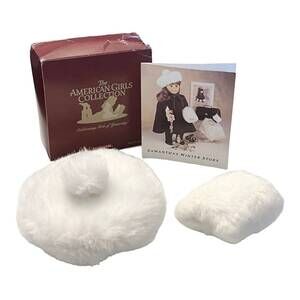 American Girl Doll Elegant Hat & Muff Set Samantha Winter Pamphlet Burgundy Box